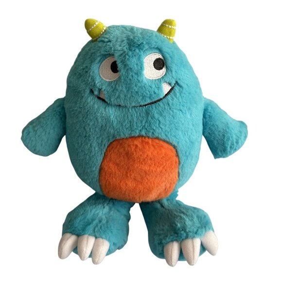 Carters 9" Blue Monster Plush Toy With Orange Belly & Green Horns - Picture 1 of 2